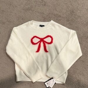 Girls Cream Sweater with Red Bow by [Art Class]